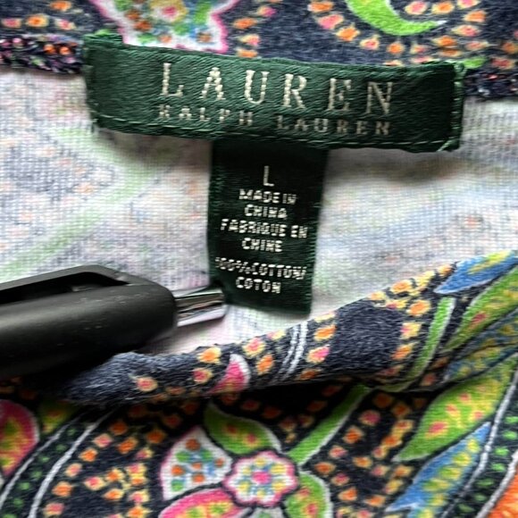 Ralph Lauren Blouse Womens Large Paisley Print Short Sleeve 100% Cotton Top - Picture 2 of 5